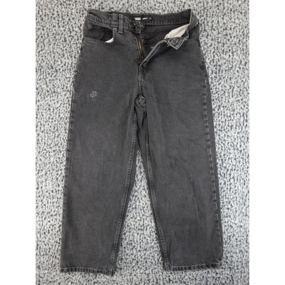 Vans Check-5 Baggy Fit Jeans Mens 26 Washed Black Denim Skater Pants Distressed